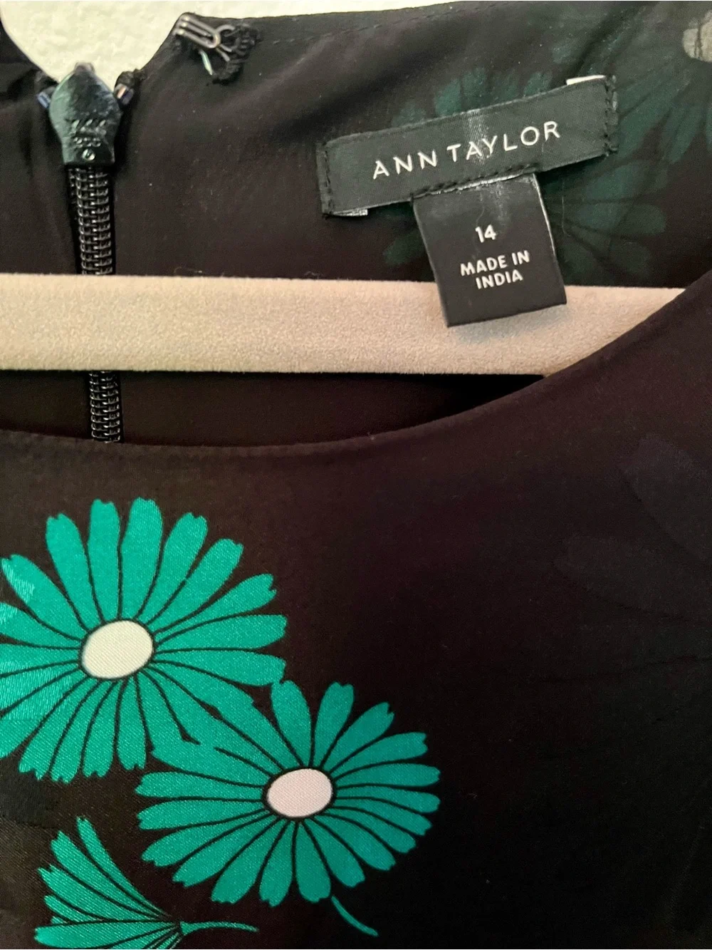 Ann Taylor Black Dress with Teal Floral Print - Picture 2 of 4